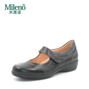 mileno/米莲诺秋款舒适牛皮坡跟女单鞋健康休闲妈妈鞋m163542