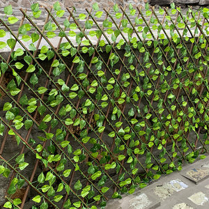 一刻园艺新款竹篱笆木户外庭院伸缩围栏护栏仿真藤条阳台装饰花架