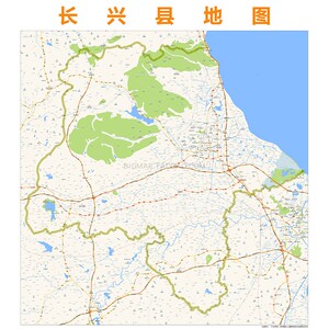 湖州市长兴县地图 2019高清定制城市交通卫星影像办公会议室挂图