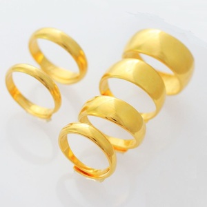 越南沙金光面戒指 结婚喜庆仿黄金男女情侣指环戒黄铜镀金戒子