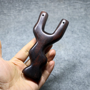 传统紫光檀异形弹弓弹射手工木头木质圆皮子乌木黑檀木实木户外