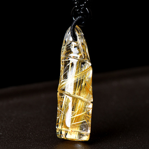 孤品水晶吊坠女天然精工金顺发钛晶挂坠竹节挂件饰品男士项链礼品