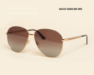 现货偏光 专柜正品 gucci gg0138s 005 金色飞行员款太阳眼镜男女