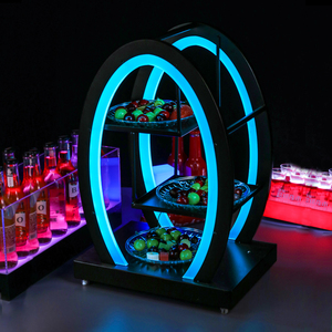 蛋型发光果盘 酒吧ktv三层水果架创意led充电发光铁艺定制 果盘碟