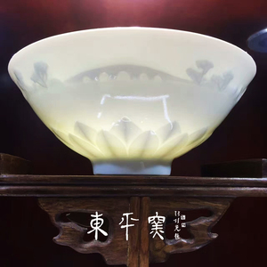 东平窑青瓷雕刻惠州西湖360度全景陶瓷富贵碗自用送礼好品中式