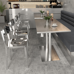 工业风长方形不锈钢桌子定制户外金属酒吧台桌网红咖啡厅餐厅餐桌