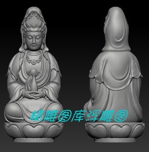 观音 三维立体圆雕图 3d打印stl文件菩萨坐像 神像雕刻3d模型19