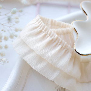 优质杏色双层雪纺褶皱蕾丝花边 荷叶边裙边领边袖子diy服装装饰