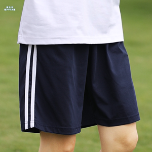 班服学院风夏季韩版男女深蓝色棉育英校服裤子两道杠运动短裤新款