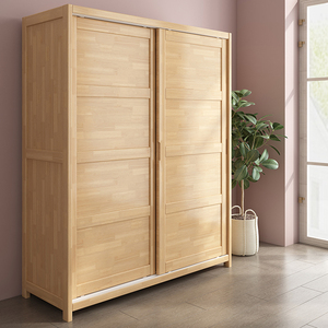 北欧实木衣柜卧室家具现代简约衣柜两门推拉衣柜日式衣柜储物柜