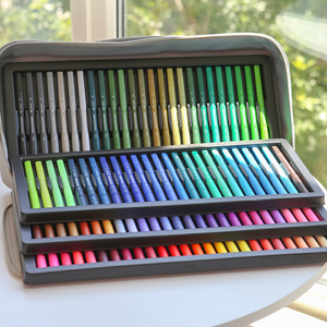 kaco艺彩100色彩色软头毛笔双头勾线水彩手账笔儿童套装生日礼物