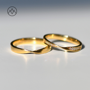 【简山·莫比乌斯环系列】18k金戒指男女au750彩金情侣款结婚对戒