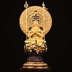 台湾纯铜鎏金千手观音佛像供奉家用千手千眼观音菩萨客厅中式摆件