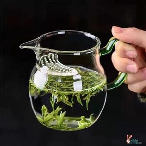 泡绿茶专用茶具月牙杯过滤茶杯带泡玻璃耐热套装加厚月牙茶器茶漏