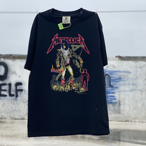 metallica地球人t恤男宽松水洗做旧金属乐队vintage高街fog短袖女