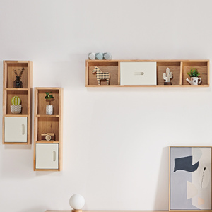 墙壁简约客厅墙上壁柜吊柜置物实木墙柜卧室电视背景墙壁挂餐厅小