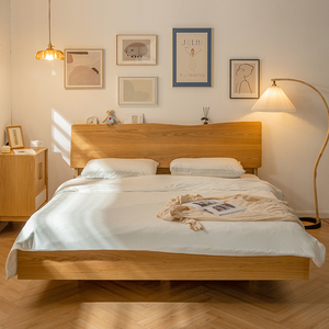 北欧全实木床主卧大床双人床1.5米1.8米床木床日式民宿木头床原木