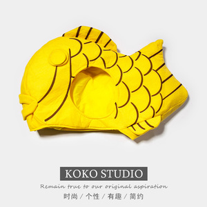 日系鲷鱼烧帽子女摄影道具拍照鲤鱼头套抖音网红少女自拍卖萌头饰