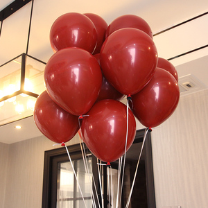 摩托配件大建淘宝婚庆网红派对加厚圆形5寸宝石红色石榴红气球串