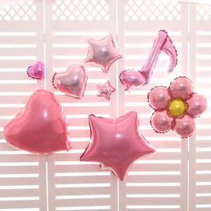 情人节心形五角星星爱心珠光铝膜气球儿童生日活动派对装饰气球