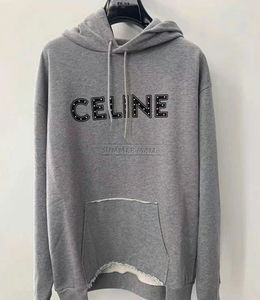 Celine/赛琳 铆钉珠钉珠子字母logo 黑色/白色/灰色 思琳卫衣帽衫