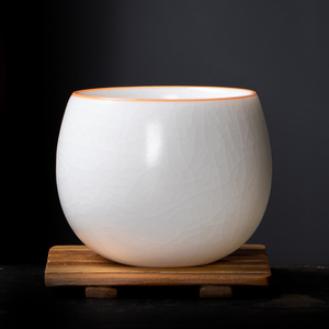 汝窑主人杯开片白瓷个人茶杯可养汝瓷月白茶杯茶盏大号茶具品茗杯