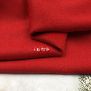 秋冬细腻大红色高密度羊毛羊绒顺毛保暖大衣外套面料毛呢毛料布料