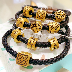 xg周生生转运珠足金charme酷黑黄金手链xl串珠守护信念幸运男女士