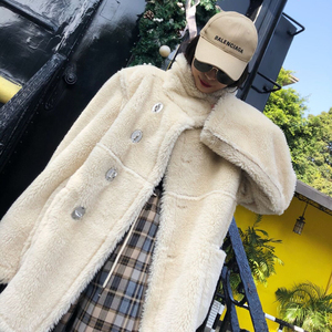 welldone we11done羊羔毛弹幕外套秋冬代购皮草毛绒大衣毛呢斗篷