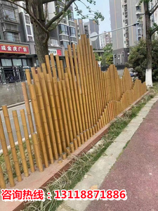 定制铝合金仿竹管花园公园篱笆空心管护栏竹节手感烤漆围栏铝竹管