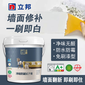 立邦防水免刷漆补墙膏内墙白色修补膏反碱防霉脱落净味防碱腻子膏