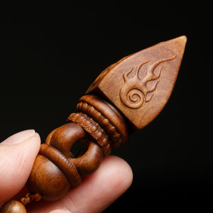 澳洲檀香木手把件实木文玩男士随身盘玩雕刻把玩件挂件招财金刚杵