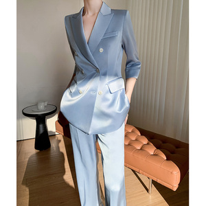 sandro veneta 西装套装女夏款高级感气质休闲职业西服外套阔腿裤