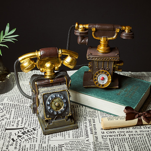 欧式复古怀旧老式电话机摆件酒吧咖啡店男生书桌创意装饰品小摆设