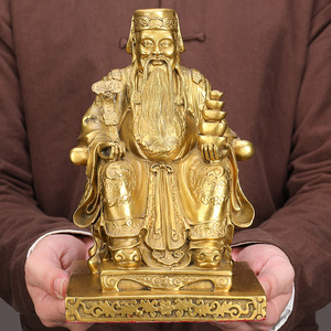纯铜土地公摆件铜地主老爷伯公佛像福德正神神像家用客厅供奉神仙