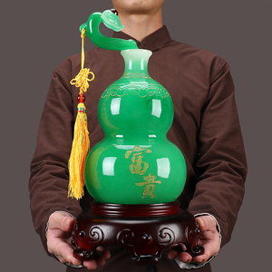 富贵如意葫芦摆件花瓶一对中式客厅家居玄关酒柜装饰乔迁新居礼品