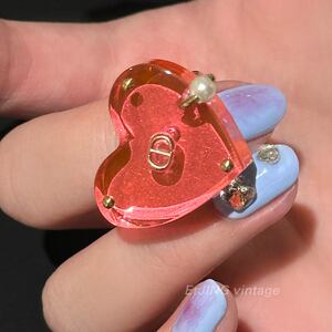 [未使用]dior迪奥正品女士sorbet戒指粉色透明爱心戒指 欧度51