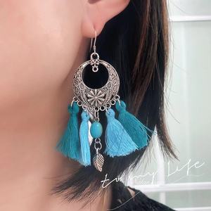 萨奇南达瑜伽999足银捕梦网耳环ins百搭菲老师同款名族风印度森