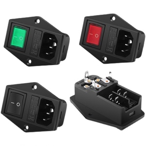 医疗设备 全铜15a ac三合一品字带双保险丝 电源插座红绿黑色开关