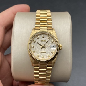 二手全金劳力士日志68278女士机械腕表31mm表径纪念纹钻刻度女表