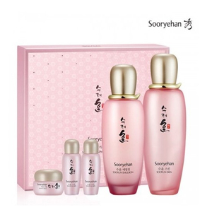 正品韩国代购 Sooryehan秀雅韩 新品粉色水润保湿水乳两件礼盒