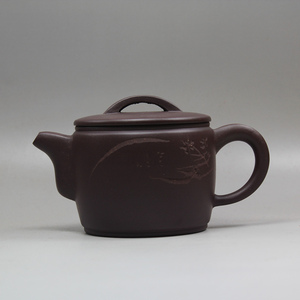 紫砂壶名家特价真品全手工家藏原矿紫泥霍红文制刻画大汉瓦壶茶壶