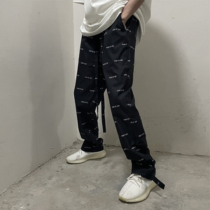 潮牌fear of god 第六季主线fog满印logo飘带尼龙高街休闲束脚裤