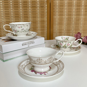 出口外贸咖啡杯碟家用复古下午茶套装高档陶瓷杯欧式宫廷风杯碟