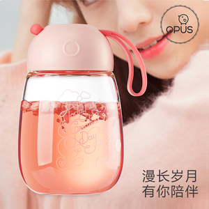 OPUS小Q单层耐热玻璃杯女韩版清新可爱家用喝水杯子便携耐热320ml