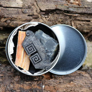 bushcraft户外野营燧石取火火镰火石碳布点火原始打火石生火套装