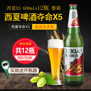 宁夏西夏啤酒夺命X5玻璃瓶装600ml*12瓶精酿啤酒夺命啤酒小麦酿造