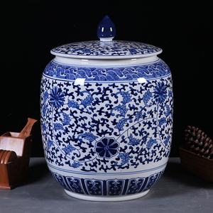 景德镇陶瓷防虫米缸茶叶罐家用密封30斤装带盖油缸水缸防潮储米桶