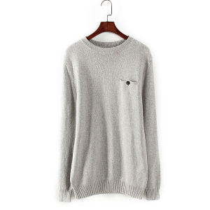 埃系列春秋新品专柜撤柜库存灰色圆领长袖纯色针织毛衣c9797