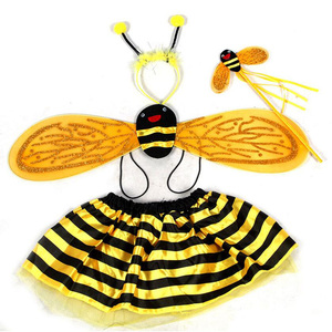 六一儿童节 演出服装小蜜蜂道具 公主舞蹈裙 小蜻蜓翅膀四件套